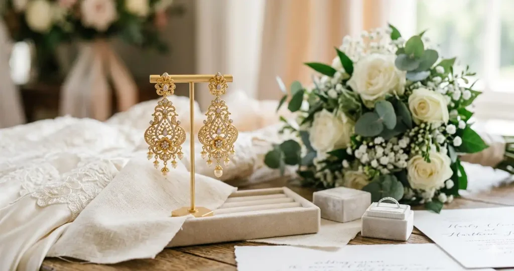 Bridal Earrings Gold Elegant Designs to Shine on Your Wedding Day